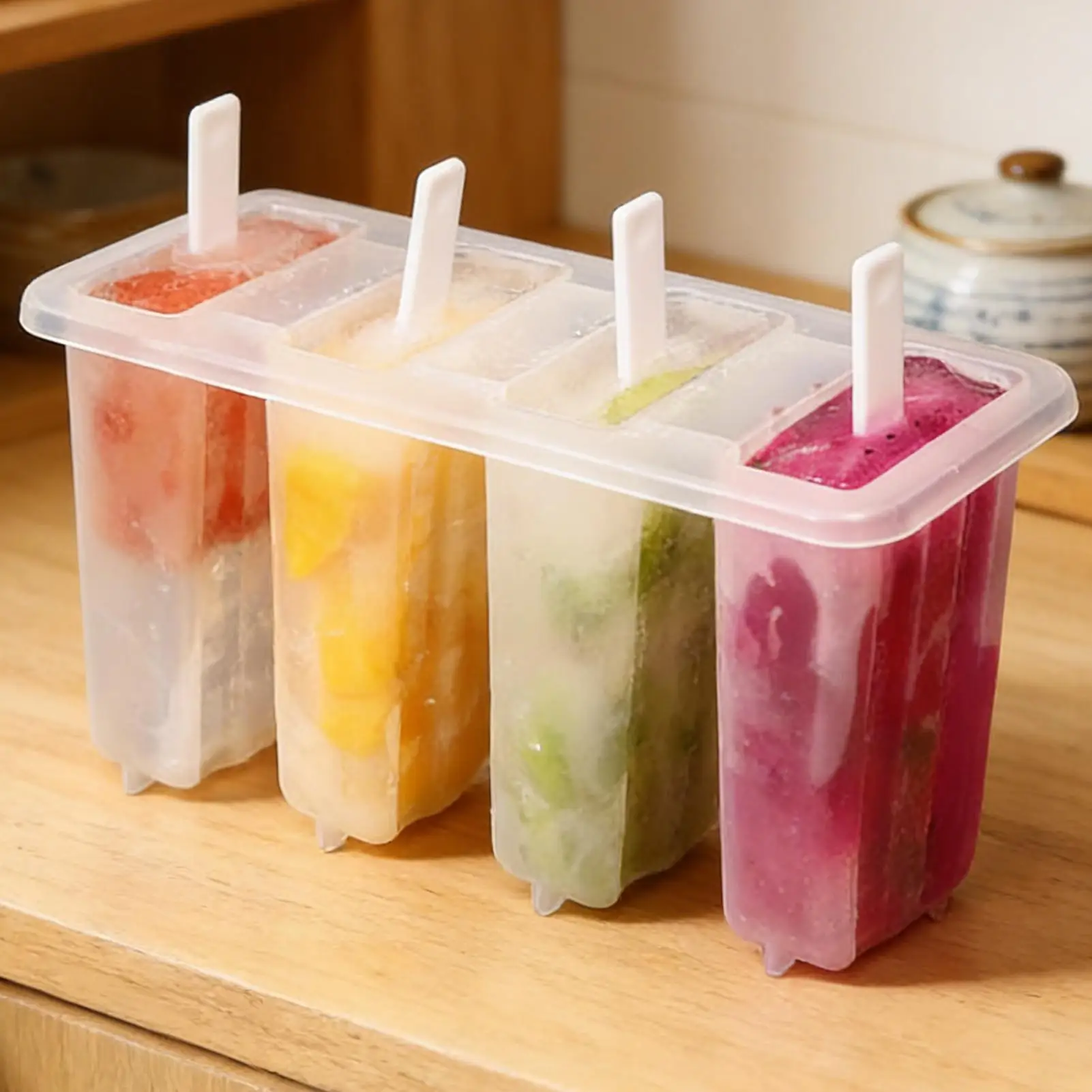 Reusable Ice Pop Mold 4-Cavity Silicone Popsicles Maker Easy Release Bar Tool For Homemade, Chocolate Fruit Yogurt Gelatin
Reusable Ice Pop Mold 4-Cavity Silicone Popsicles Maker Easy Release Bar Tool For Homemade, Chocolate Fruit Yogurt Gelatin