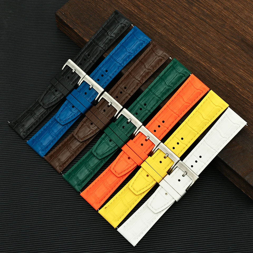 Business Casual Crocodile print FKM Rubber Watch Strap 20mm watchband 22mm Fluororubber watch belt for iwc Omega
Business Casual Crocodile print FKM Rubber Watch Strap 20mm watchband 22mm Fluororubber watch belt for iwc Omega