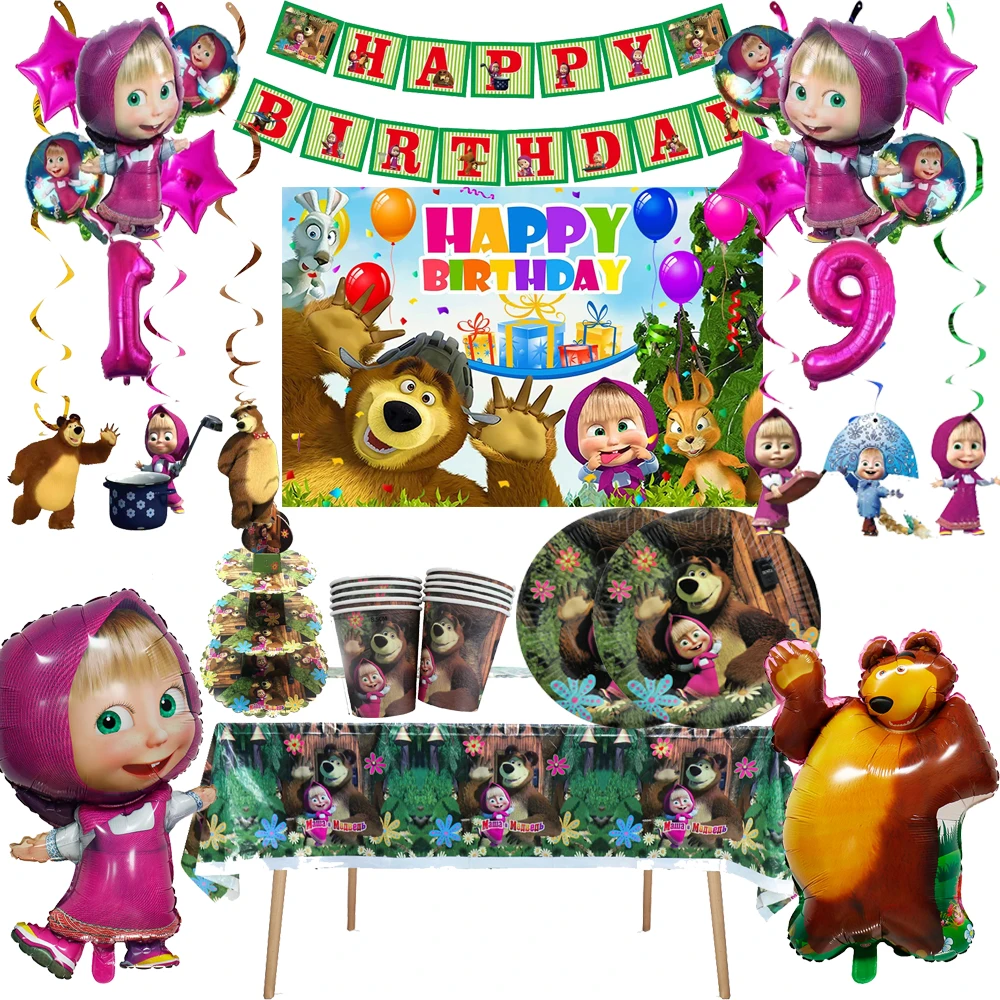 Cartoon Bear Girl Birthday Party Decorations Disposable Tableware Plate Cup Tablecloth Background For Girls Baby Shower Supplie
Cartoon Bear Girl Birthday Party Decorations Disposable Tableware Plate Cup Tablecloth Background For Girls Baby Shower Supplie
