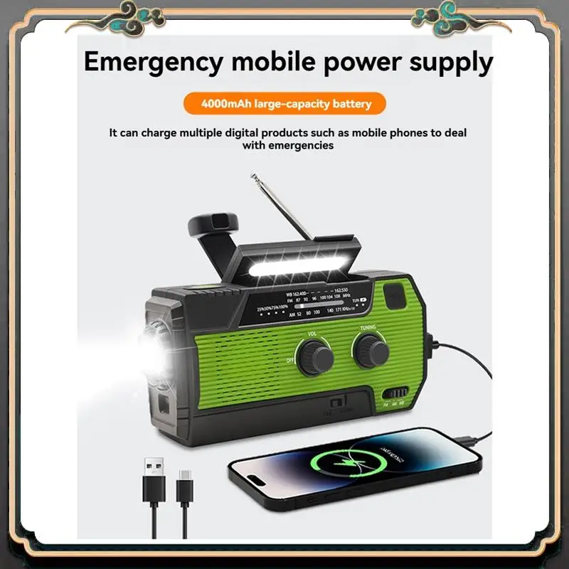 Premium Emergency Weather Radio FM/AM/NOAA,Portable Hand Crank Radio,Flashlight ,Solar Powered 4000Mah For Outdoor Camping
Premium Emergency Weather Radio FM/AM/NOAA,Portable Hand Crank Radio,Flashlight ,Solar Powered 4000Mah For Outdoor Camping