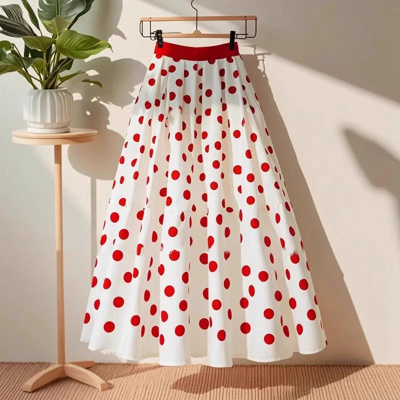 Elegance Red Polka Dot Tiered Midi Skirt Contrast High Waist Flared Swing A Line Long Skirt Women Vintage Casual Summer Bottom
Elegance Red Polka Dot Tiered Midi Skirt Contrast High Waist Flared Swing A Line Long Skirt Women Vintage Casual Summer Bottom