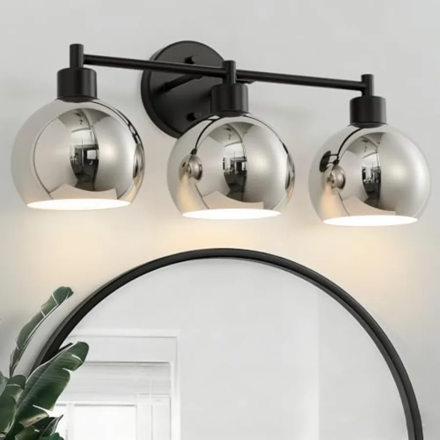 Modern Bathroom Vanity Light Fixtures, 3-Lights Black and Polished Nickel Finish Industrial Vanity Light, E26 Base, Ideal for B
Modern Bathroom Vanity Light Fixtures, 3-Lights Black and Polished Nickel Finish Industrial Vanity Light, E26 Base, Ideal for B