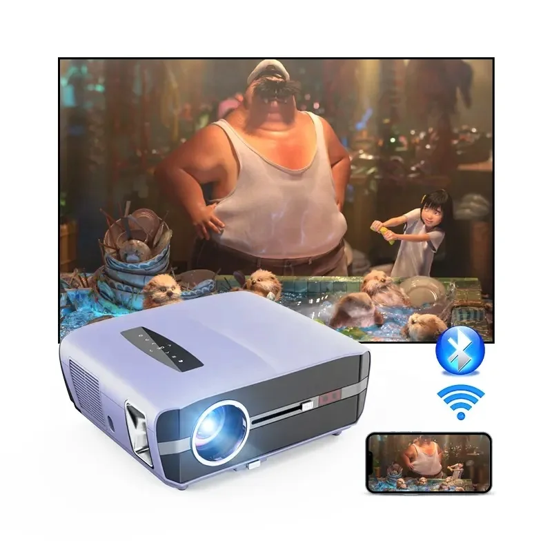Portable 4K Digital Projector With Sound Speaker System Android 9.0 LED Home Cinema Projector