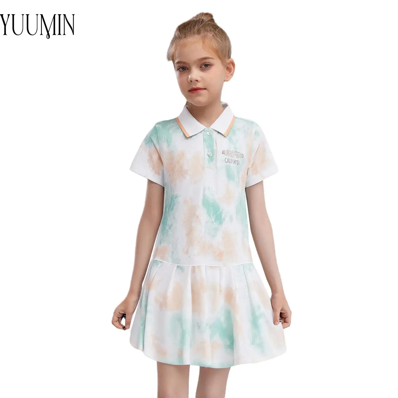 Sports Kids Girls Quick-Drying Tennis Golf Pleated Dress Turn-Down Collar Short Sleeve Contrast Color Printed Athletic Dresses
Sports Kids Girls Quick-Drying Tennis Golf Pleated Dress Turn-Down Collar Short Sleeve Contrast Color Printed Athletic Dresses