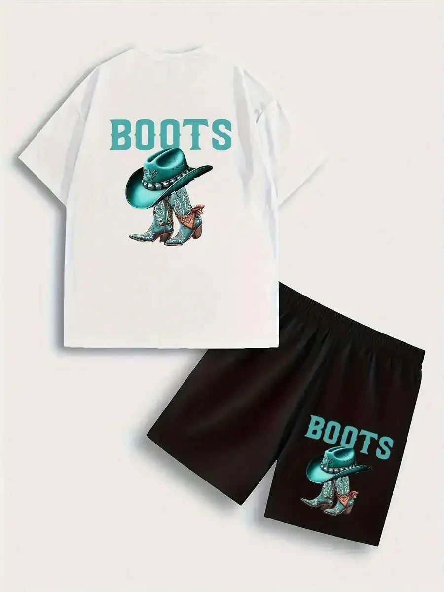 Mens Casual Summer T-Shirt And Shorts Set With Cowboy Boots Print
Mens Casual Summer T-Shirt And Shorts Set With Cowboy Boots Print