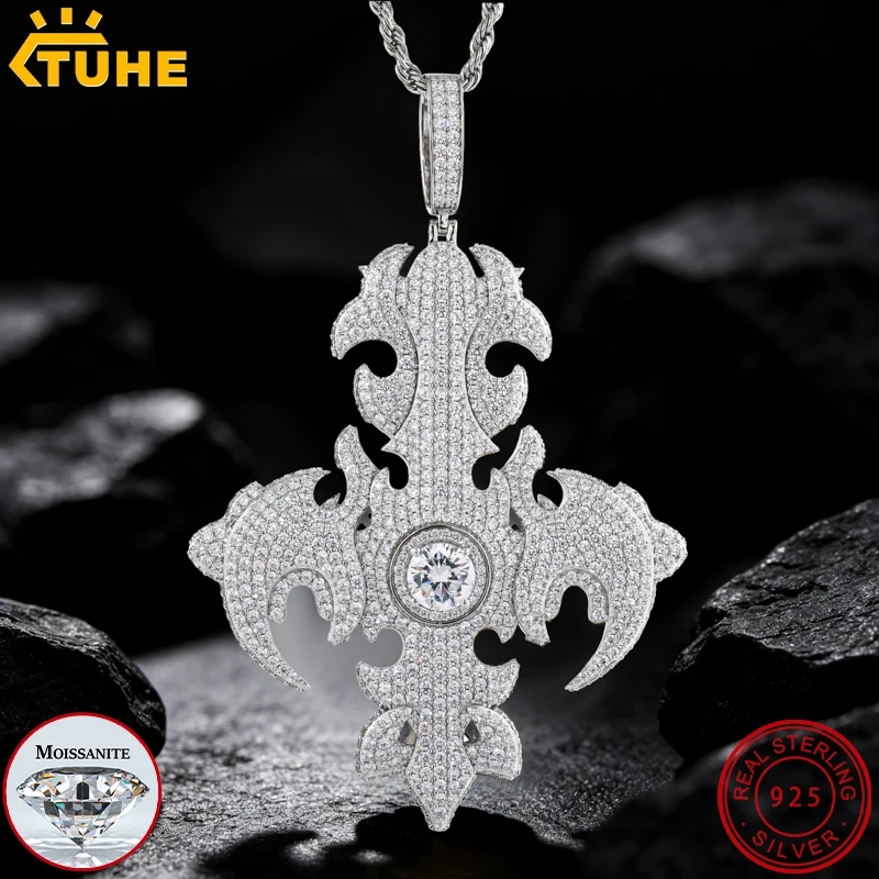 New S925 Sterling Silver Luxury Iris Big Cross Pendant Necklace Iced Out VVS Moissanite Necklace For Men Hip Hop Jewelry Gifts
New S925 Sterling Silver Luxury Iris Big Cross Pendant Necklace Iced Out VVS Moissanite Necklace For Men Hip Hop Jewelry Gifts