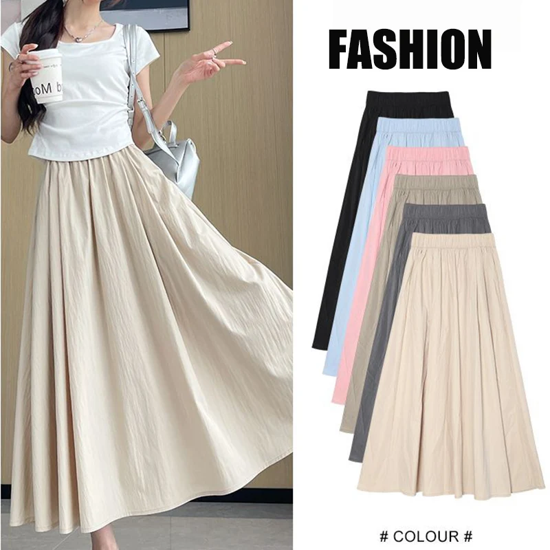 Summer Girls Ice Silk Pleated Mid-Long Skirts Lady Elegant Solid Color Dress Female Chic Lazy Style High Waisted A-line Skirts
Summer Girls Ice Silk Pleated Mid-Long Skirts Lady Elegant Solid Color Dress Female Chic Lazy Style High Waisted A-line Skirts