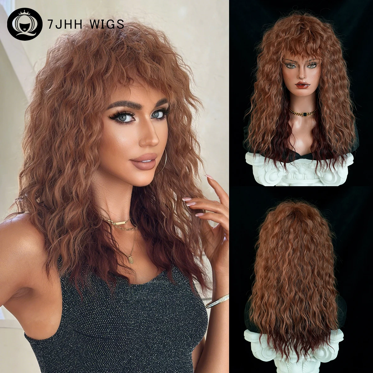 7JHH WIGS Shoulder Length Water Wave Brown Wig for Women High Density Synthetic Modest Fashion Chocolate Wigs with Air Bangs
7JHH WIGS Shoulder Length Water Wave Brown Wig for Women High Density Synthetic Modest Fashion Chocolate Wigs with Air Bangs
