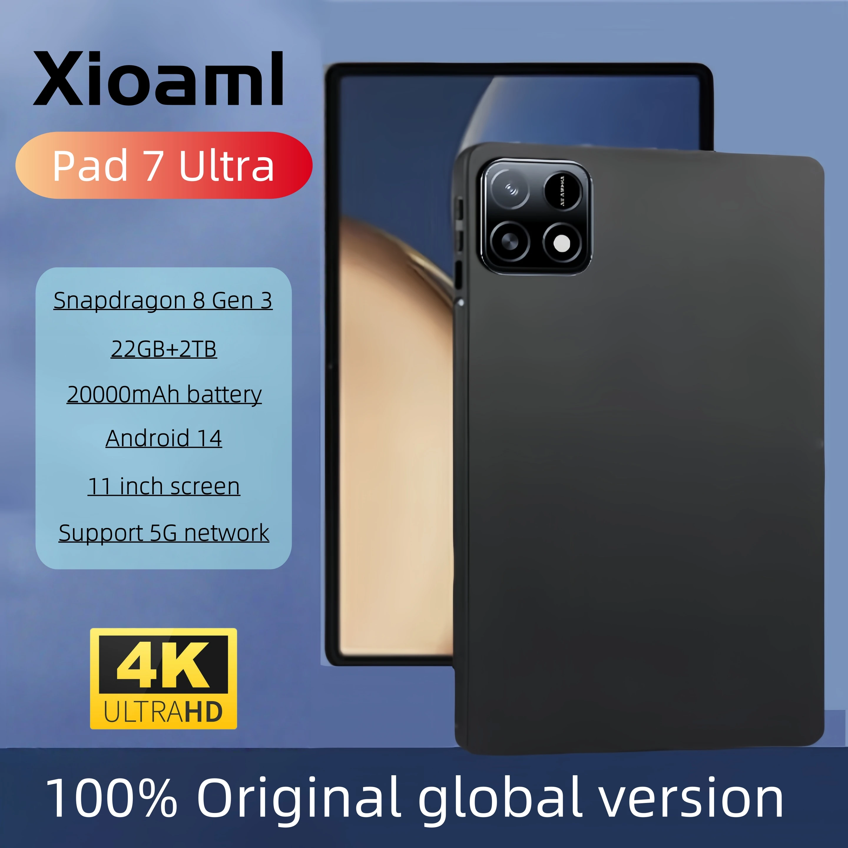 2025 Новый оригинальный планшетный ПК Global Edition Pad 7 Pro, с Snapdragon 8gen3, Android 14 HD 4K, 22 ГБ + 2 ТБ, двумя SIM-картами 5G и WIFI
2025 Новый оригинальный планшетный ПК Global Edition Pad 7 Pro, с Snapdragon 8gen3, Android 14 HD 4K, 22 ГБ + 2 ТБ, двумя SIM-картами 5G и WIFI