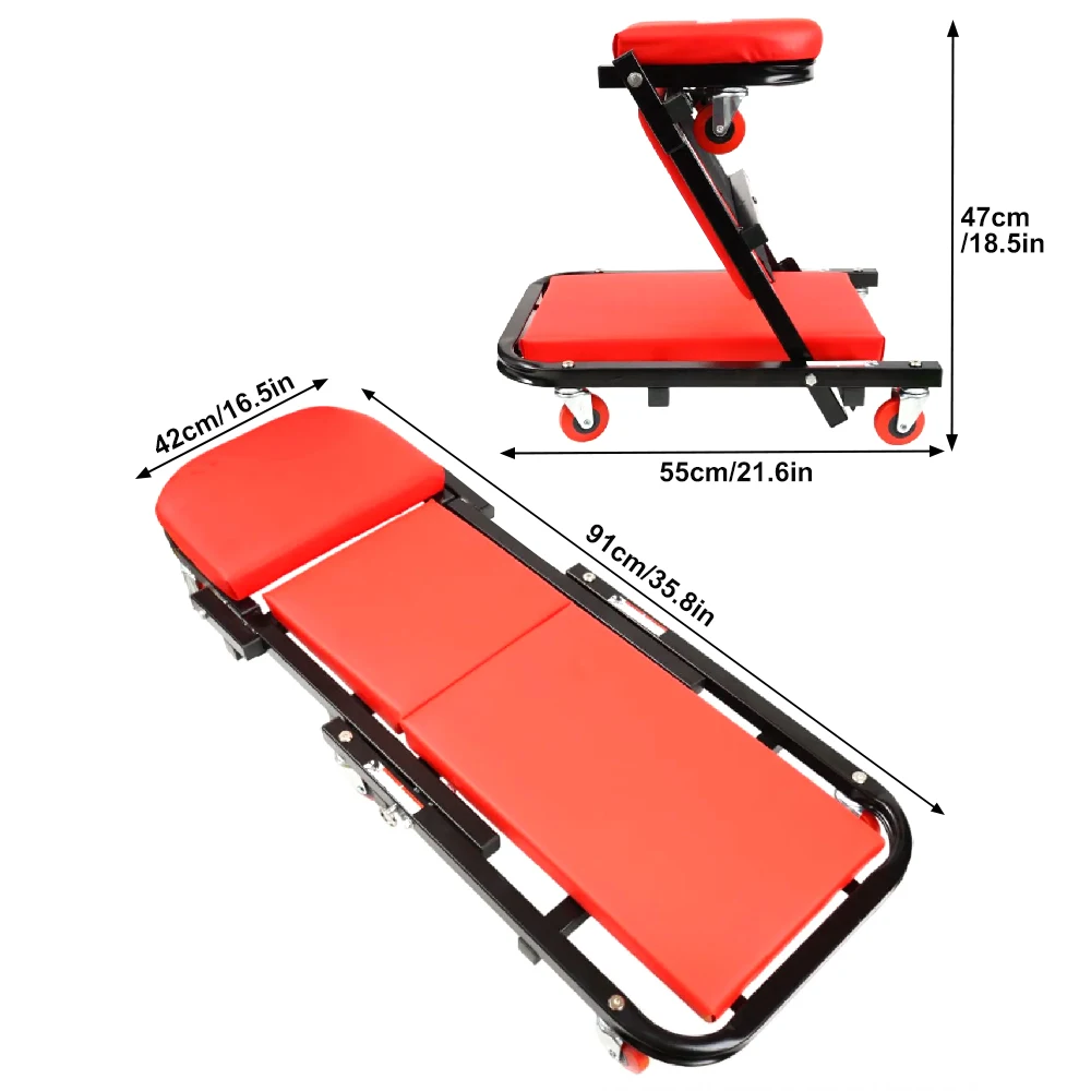 2-in-1 Z-Folding Mechanic Creeper Stool,36" Flat Rolling Garage Chair& 6 Casters & Padded Seat,Convertible Auto Repair Shop Tool
2-in-1 Z-Folding Mechanic Creeper Stool,36" Flat Rolling Garage Chair& 6 Casters & Padded Seat,Convertible Auto Repair Shop Tool