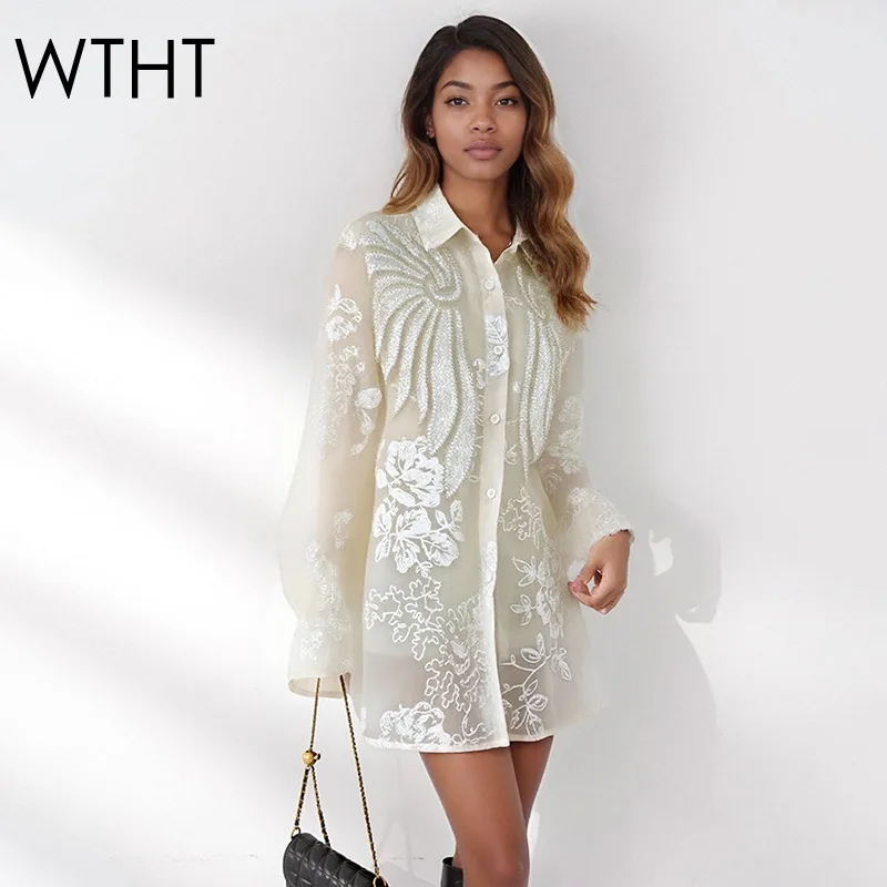 WTHT новая модная женская свободная рубашка с вышивкой и блестками для тяжелой промышленности, осень 2021, блузка с длинными рукавами и лацканами, женская 1LS2537
WTHT новая модная женская свободная рубашка с вышивкой и блестками для тяжелой промышленности, осень 2021, блузка с длинными рукавами и лацканами, женская 1LS2537