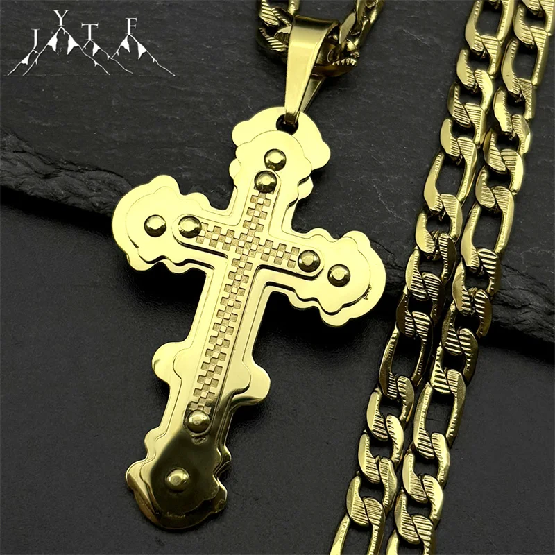 Multi-layer Cross Jesus Pendant Necklace for Man Stainless Steel Gold Color Christian Punk Chain Necklaces Amulet Jewelry Gift
Multi-layer Cross Jesus Pendant Necklace for Man Stainless Steel Gold Color Christian Punk Chain Necklaces Amulet Jewelry Gift