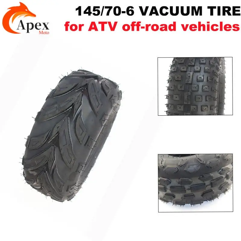 6-inch ATV tubeless tire 145/70-6, suitable for four-wheel vehicles 50cc 70cc 110cc small ATV front or rear wheels
6-inch ATV tubeless tire 145/70-6, suitable for four-wheel vehicles 50cc 70cc 110cc small ATV front or rear wheels