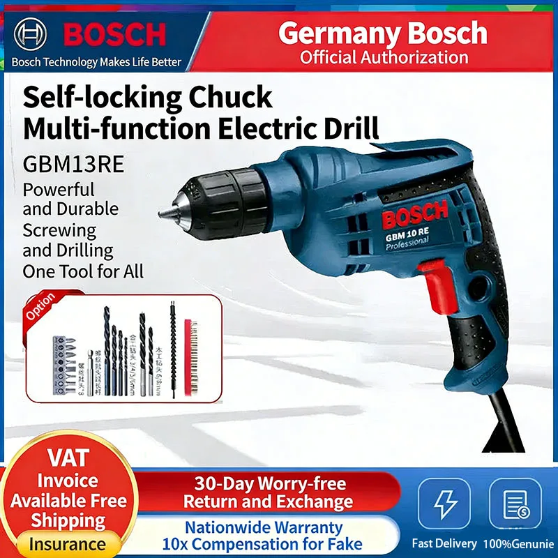 Bosch 600W Industrial-Grade Electric Drill High-Power Handheld Drill GBM13RE Home-Use Screwdriver and Drill Bosch Power Tools
Bosch 600W Industrial-Grade Electric Drill High-Power Handheld Drill GBM13RE Home-Use Screwdriver and Drill Bosch Power Tools
