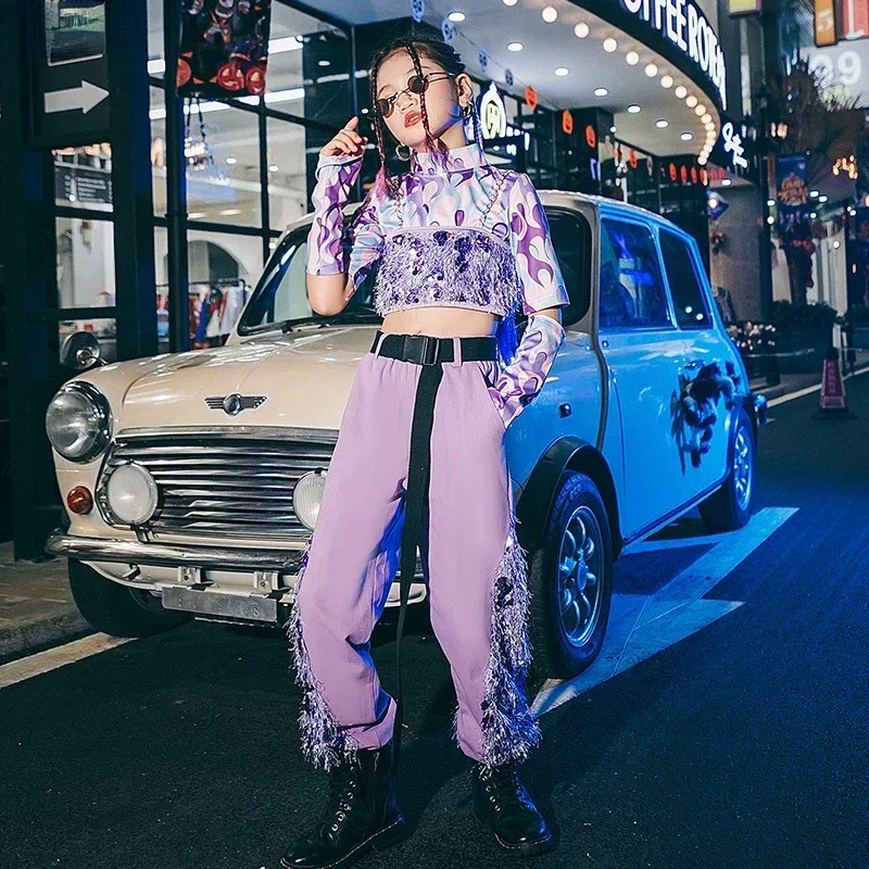 Kids Streetwear Hip Hop Girls Crop Top Purple Sequin Jacket Joggers Clothes Outfit Child Fashion Costume Teen Street Dance P@0Z*
Kids Streetwear Hip Hop Girls Crop Top Purple Sequin Jacket Joggers Clothes Outfit Child Fashion Costume Teen Street Dance P@0Z*