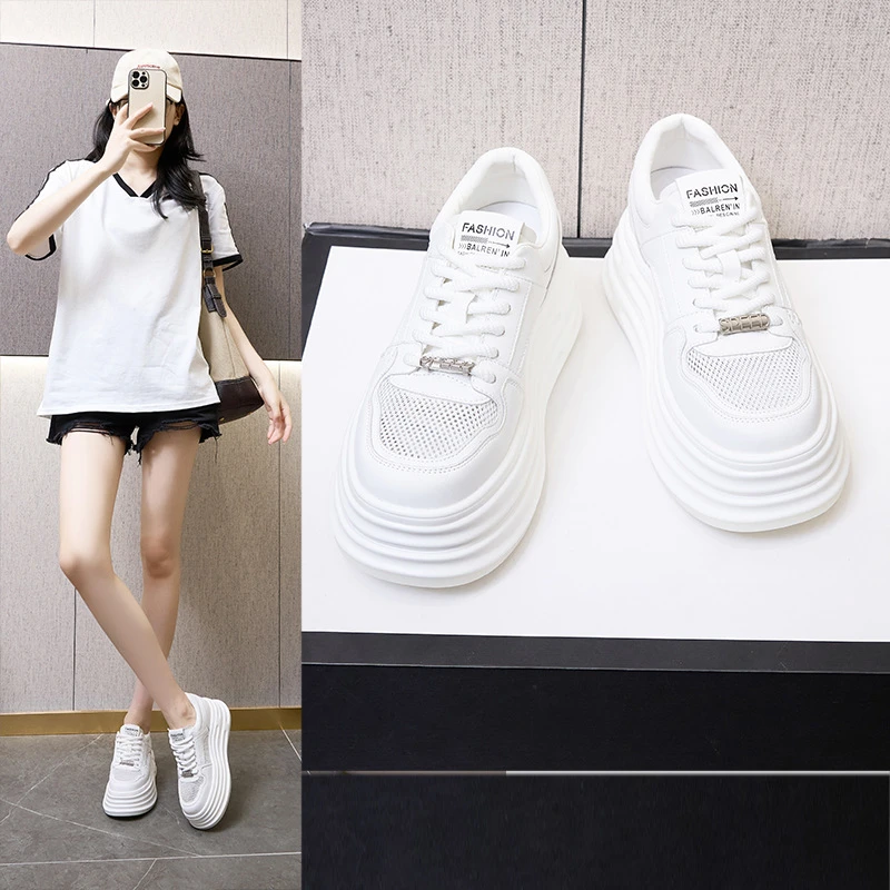 Women 2026 New Genuine Leather Mesh White Sneakers Korean Style Thick Sole Hidden Wedge Casual Lace Up Skate Shoes Fashion
Women 2026 New Genuine Leather Mesh White Sneakers Korean Style Thick Sole Hidden Wedge Casual Lace Up Skate Shoes Fashion