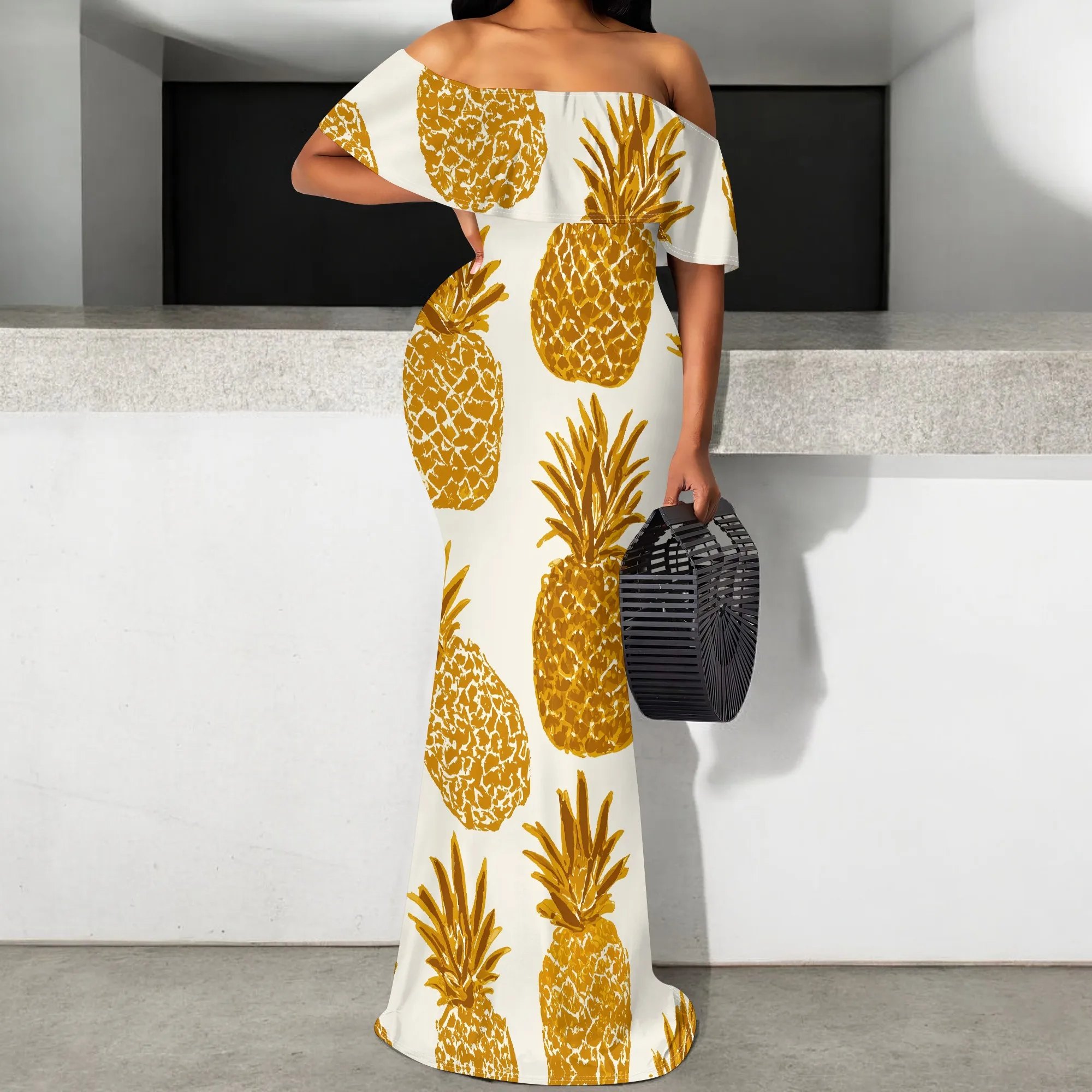 Tropical Pineapple Maxi Dress S-3XL Off Shoulder Mermaid Style for Summer Vacation, Afro Brunch or Caribbean Festival Look
Tropical Pineapple Maxi Dress S-3XL Off Shoulder Mermaid Style for Summer Vacation, Afro Brunch or Caribbean Festival Look