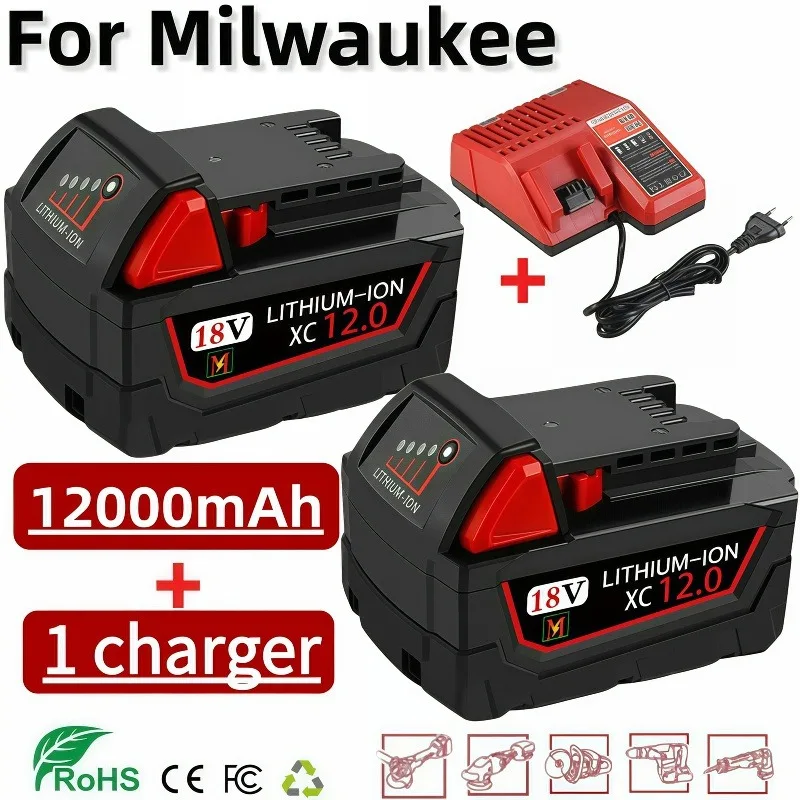 For Milwaukee M18 Power Tool Battery, Charger, 18V 6000mAh, BR, XC, 18V, M18B5, 48-11-1860, Built-in
For Milwaukee M18 Power Tool Battery, Charger, 18V 6000mAh, BR, XC, 18V, M18B5, 48-11-1860, Built-in