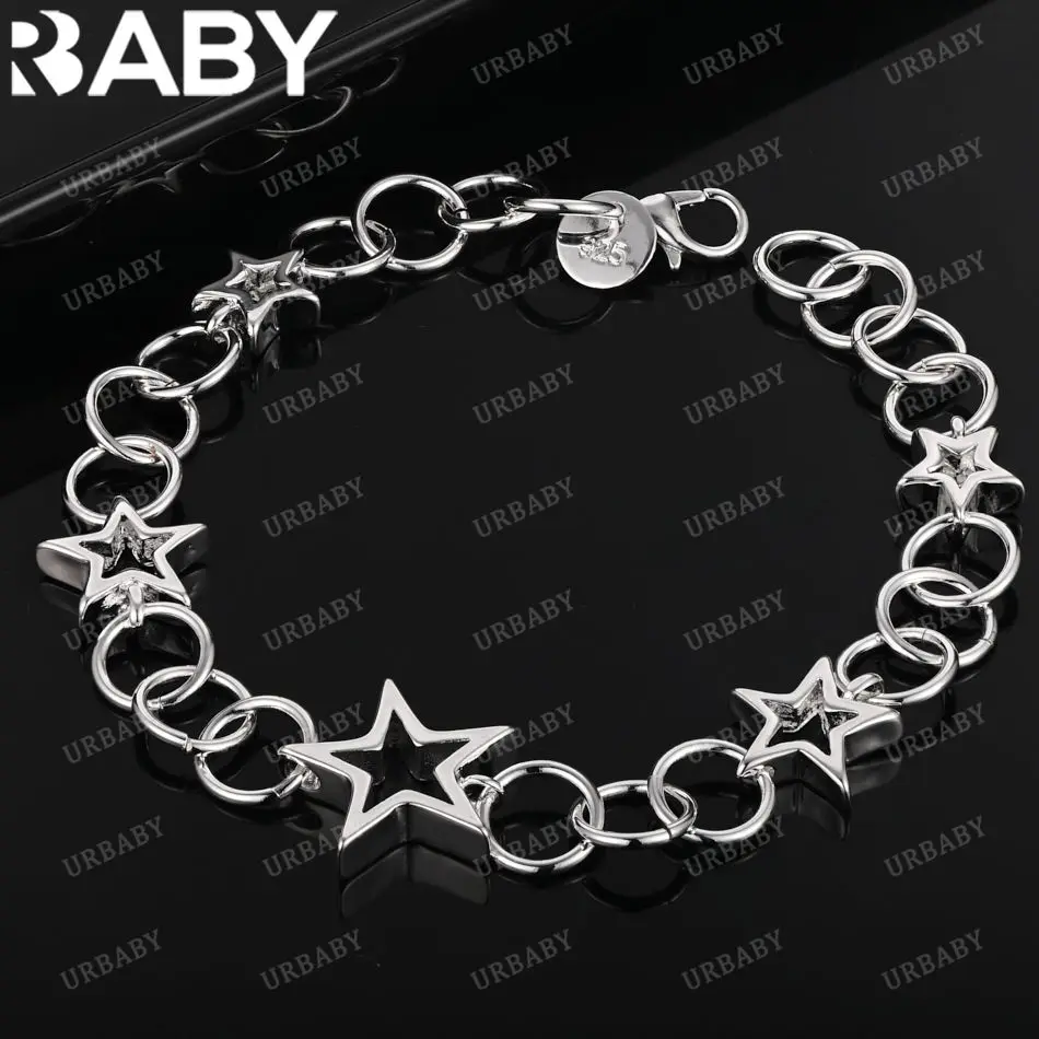URBABY 925 Sterling Silver Stars Bracelet For Women Fashion Jewelry Party Trend Charm Accessories
URBABY 925 Sterling Silver Stars Bracelet For Women Fashion Jewelry Party Trend Charm Accessories