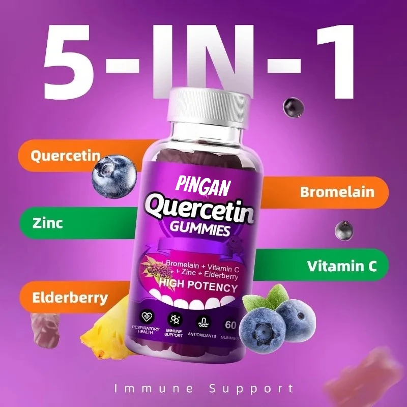 Quercetin Gummies Contain Bromelain, Vitamin C, Zinc, and Elderberry, Enhancing The Immune System and Supporting 60 Gummies
Quercetin Gummies Contain Bromelain, Vitamin C, Zinc, and Elderberry, Enhancing The Immune System and Supporting 60 Gummies