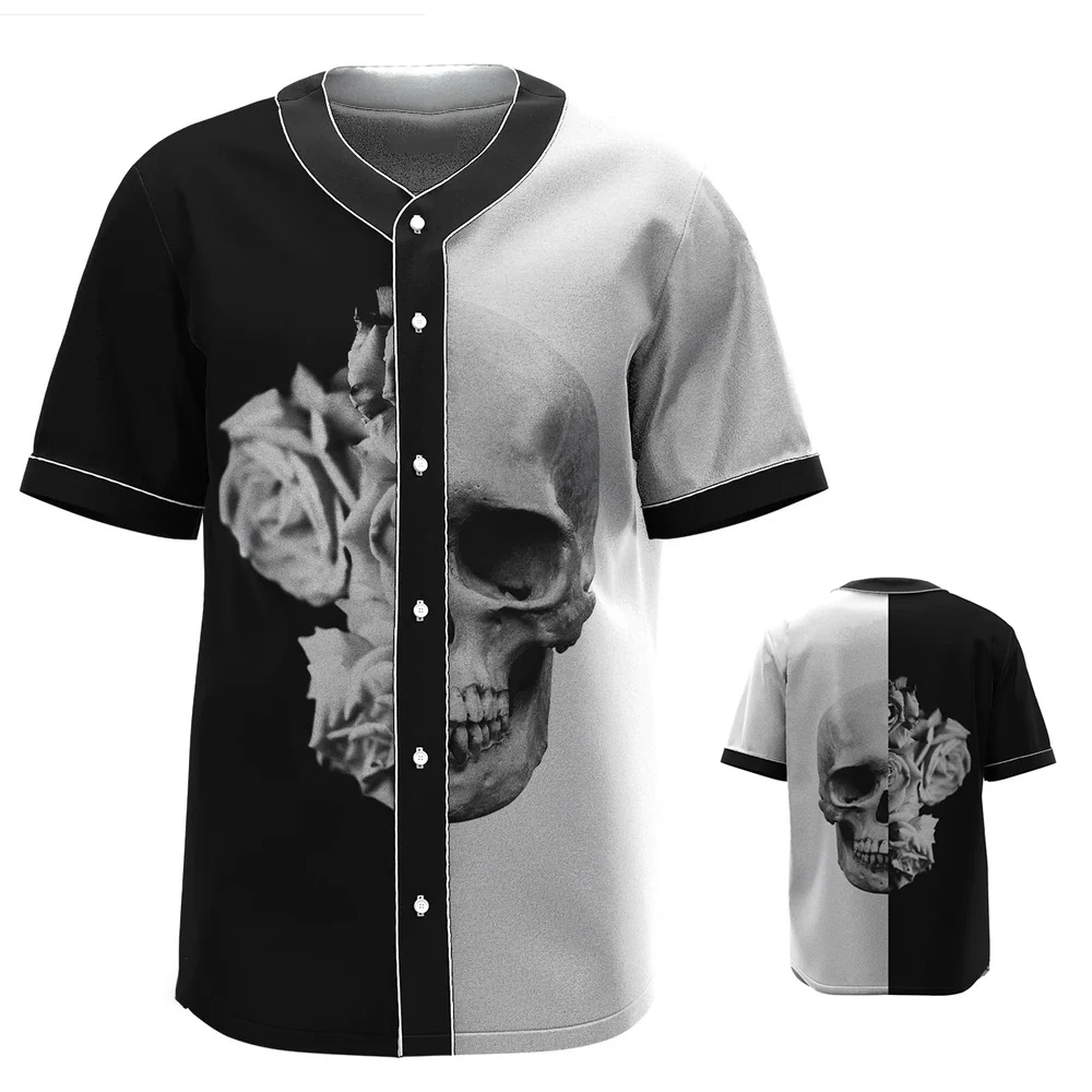 Skeleton Personality Summer Top Cool Style Baseball Suit Baseball Shirt Men's Casual Short Sleeve T-shirt Street Wear MB25
Skeleton Personality Summer Top Cool Style Baseball Suit Baseball Shirt Men's Casual Short Sleeve T-shirt Street Wear MB25