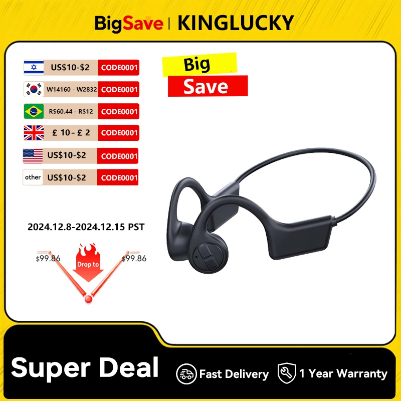 Kinglucky X7 Conduction Earphones IPX6 Waterproof Wireless Headphones Bluetooth Earphones Sports outdoor noise reduction
Kinglucky X7 Conduction Earphones IPX6 Waterproof Wireless Headphones Bluetooth Earphones Sports outdoor noise reduction