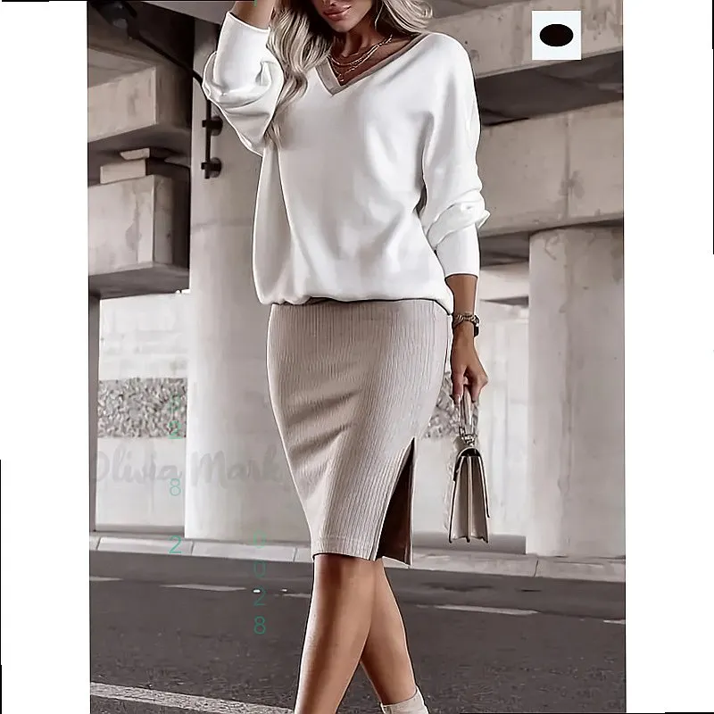 Fashion Casual V Neck Sweatshirt Set Long Sleeve Top Bodycon Skirt Matching Sets Jumpsuit Playsuit
Fashion Casual V Neck Sweatshirt Set Long Sleeve Top Bodycon Skirt Matching Sets Jumpsuit Playsuit
