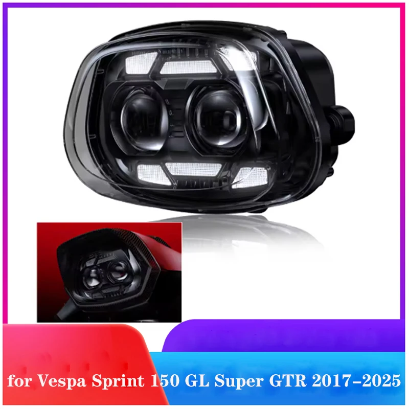 Motorcycle Front LED HeadLight Replacement Durable Scooter Headlamp with DRL for Vespa Sprint 150 GL Super GTR 2017-2025
Motorcycle Front LED HeadLight Replacement Durable Scooter Headlamp with DRL for Vespa Sprint 150 GL Super GTR 2017-2025