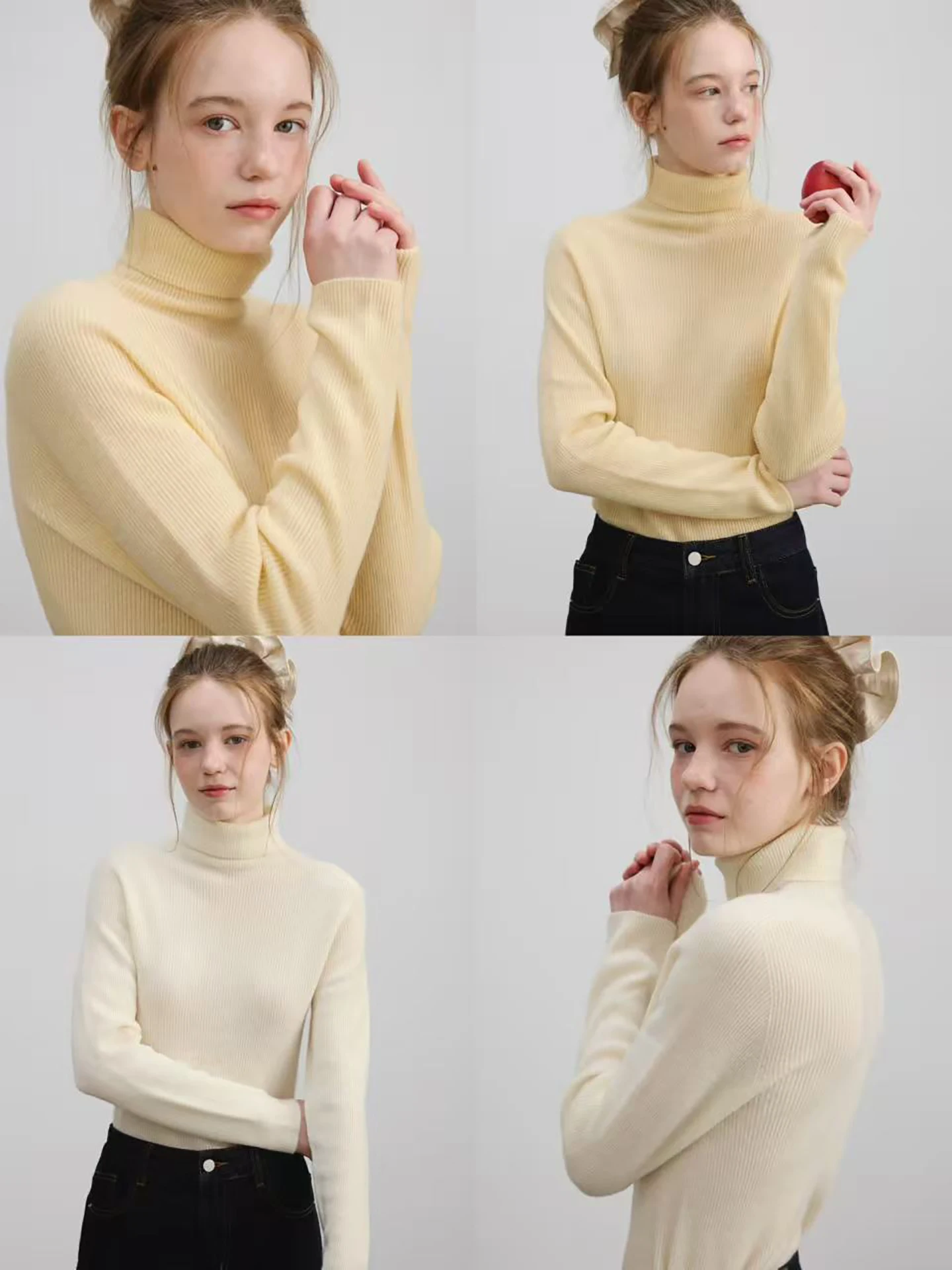 Новый зимний двухцветный цельный свитер Willbewell из 100% шерсти с высоким воротом, облегающий, с длинными рукавами, для женщин
Новый зимний двухцветный цельный свитер Willbewell из 100% шерсти с высоким воротом, облегающий, с длинными рукавами, для женщин