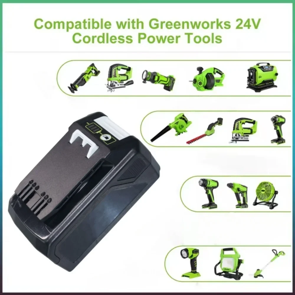 24V 8000mAh Lithium-ion Battery G24B2 For Greenworks ALL devices of 24V tools 29842 29852 BAG708 29322 21342
24V 8000mAh Lithium-ion Battery G24B2 For Greenworks ALL devices of 24V tools 29842 29852 BAG708 29322 21342