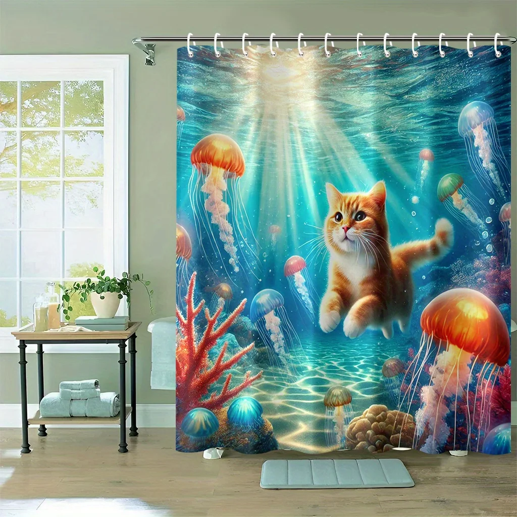 Adorable Cat Underwater Ocean Jellyfish Shower Curtain Waterproof Bath Decor Tropical Sea Life Wall Art Whimsical Gift Bath Bath
Adorable Cat Underwater Ocean Jellyfish Shower Curtain Waterproof Bath Decor Tropical Sea Life Wall Art Whimsical Gift Bath Bath
