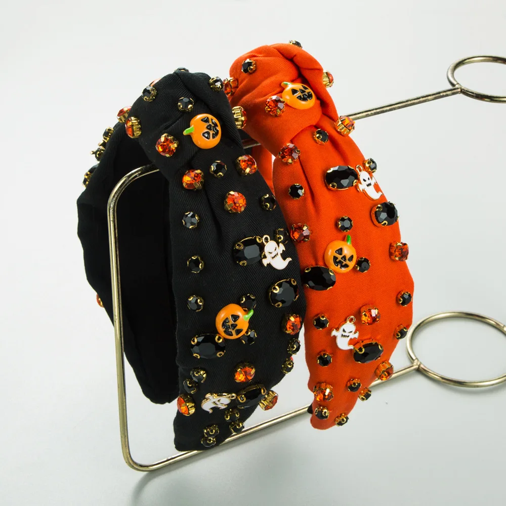 Halloween Pumpkin Knotted Headband Embroidered Ghost Crystal Charm Hairband Novelty Holiday Party Wide Headwear For Girls
Halloween Pumpkin Knotted Headband Embroidered Ghost Crystal Charm Hairband Novelty Holiday Party Wide Headwear For Girls