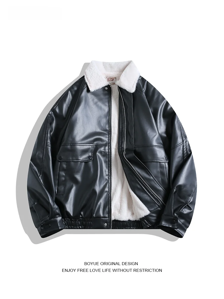 Boyue, осенне-зимнее бархатное байкерское хлопковое джинто с откидным воротником, тяжелое теплое молодежное мужское кожаное пальто свободного покроя
Boyue, осенне-зимнее бархатное байкерское хлопковое джинто с откидным воротником, тяжелое теплое молодежное мужское кожаное пальто свободного покроя