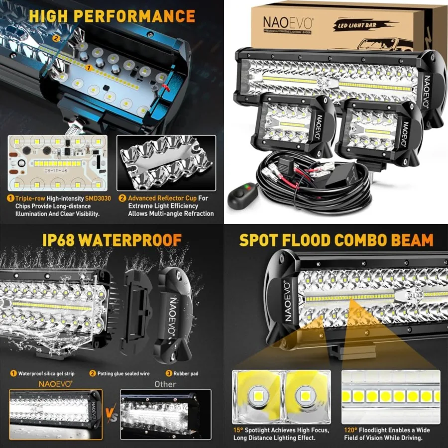 12Inch LED Light Bar and 2PCS 4Inch LED Pod Lights, 420W 42000LM LED Fog/Driving/Off Road Lights Bar, Spot Flood Combo LED Ligh
12Inch LED Light Bar and 2PCS 4Inch LED Pod Lights, 420W 42000LM LED Fog/Driving/Off Road Lights Bar, Spot Flood Combo LED Ligh