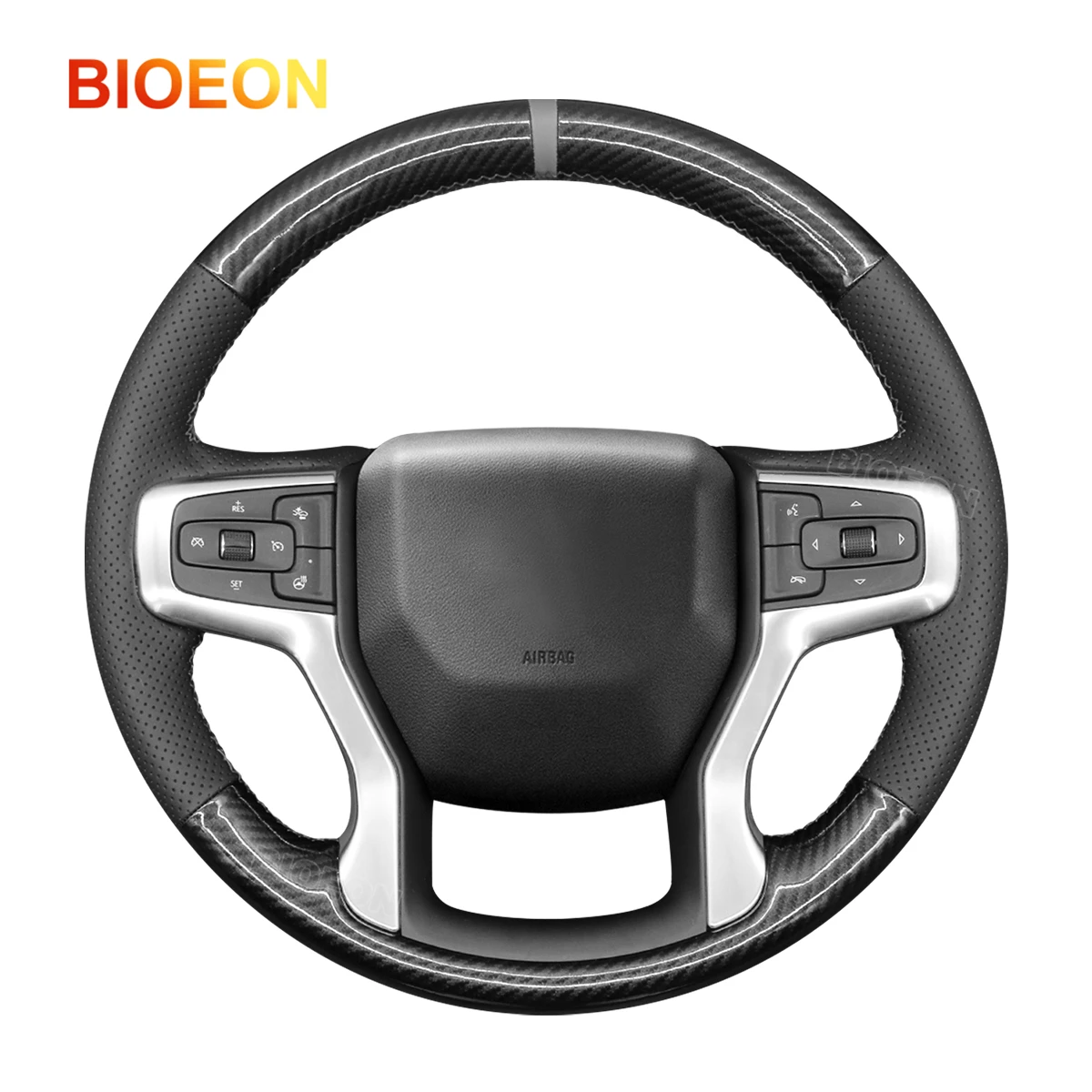 Чехол на руль Bioeon из искусственной кожи сшитого вручную из углеродного волокна для Chevrolet (Chevy) Silverado 2019-2024, автомобильные аксессуары
Чехол на руль Bioeon из искусственной кожи сшитого вручную из углеродного волокна для Chevrolet (Chevy) Silverado 2019-2024, автомобильные аксессуары