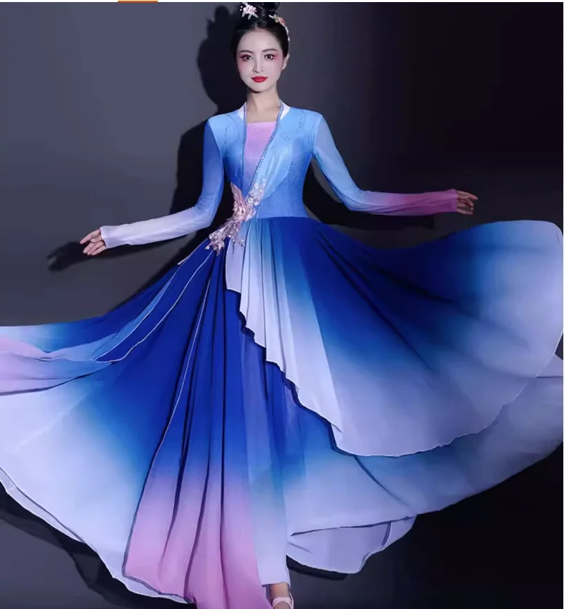 Gradient color classical dance performance costume art exam dress sub dance costume
Gradient color classical dance performance costume art exam dress sub dance costume