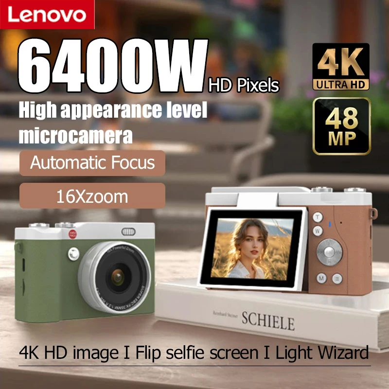 Lenovo 2026 4K CCD Digital Camera 64MP HD, Retro Portable Camera with Flip Screen Auto Focus, Student Vlogging Camcorder
Lenovo 2026 4K CCD Digital Camera 64MP HD, Retro Portable Camera with Flip Screen Auto Focus, Student Vlogging Camcorder