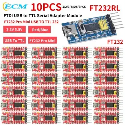 1-10pcs FT232RL FT232 Pro Mini USB TO TTL 232 3.3V 5.5V USB Transfer To TTL Serial Port Module Mini USB To TTL Adapter Board