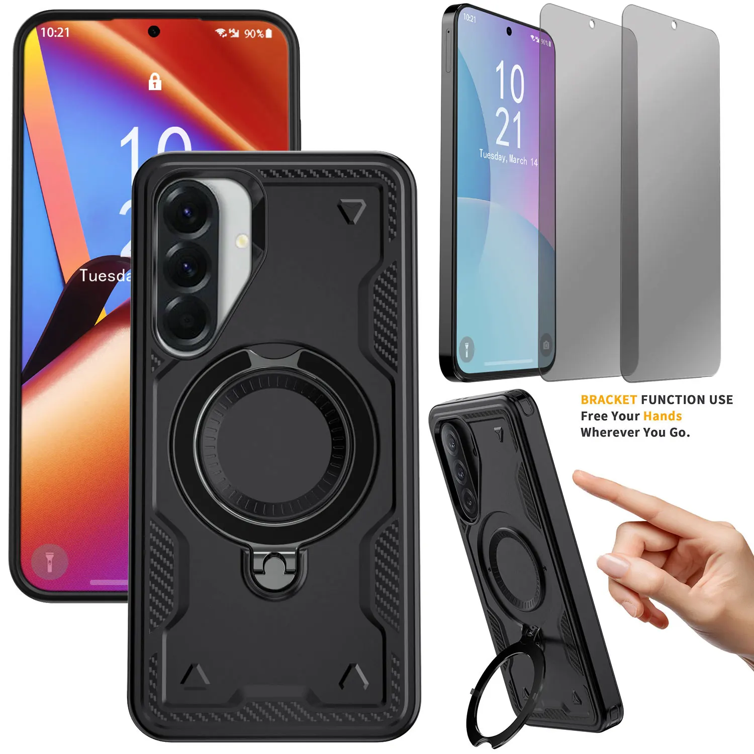 Shockproof Magnetic Phone Case Ring Kickstand Cover +2PCS Privacy Tempered Glass Screen Protectors For Samsung For Galaxy A36
Shockproof Magnetic Phone Case Ring Kickstand Cover +2PCS Privacy Tempered Glass Screen Protectors For Samsung For Galaxy A36