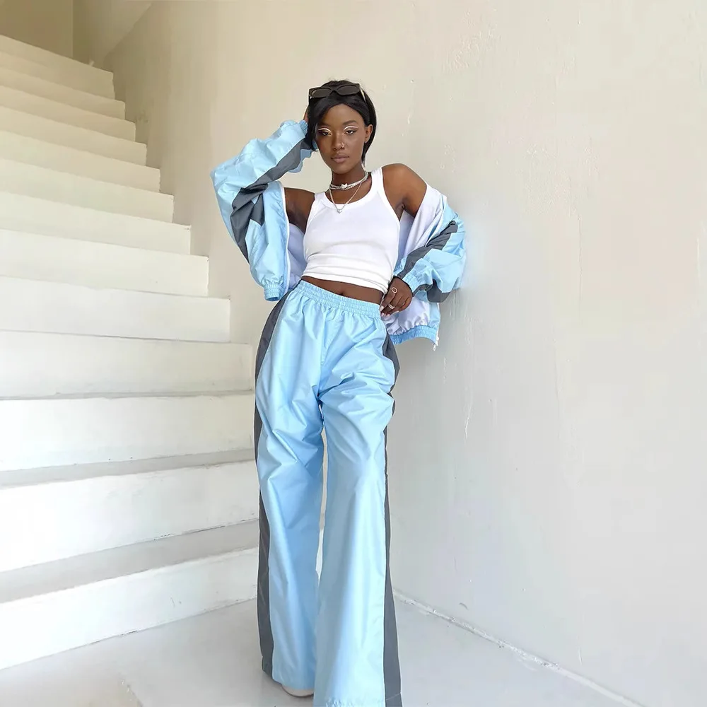 Women's Casual Suits, Fashionable Loose Color Matching Long Sleeve Zipper Contrast Color Top Trousers Sports Suit
Women's Casual Suits, Fashionable Loose Color Matching Long Sleeve Zipper Contrast Color Top Trousers Sports Suit
