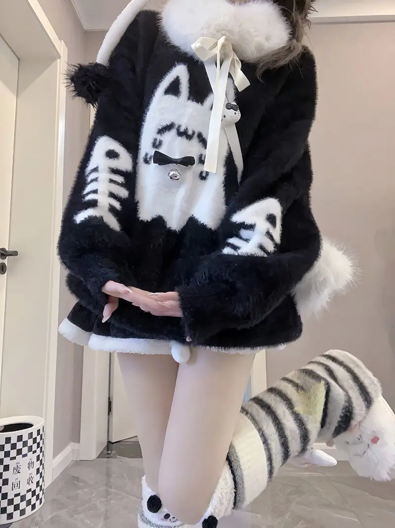 Sweet Cute Cat Waterproof Mink Knitted Pullovers Y2k O-neck Long Sleeve Tops Women Autumn Winter New Thicked Warm Sweaters Mujer
Sweet Cute Cat Waterproof Mink Knitted Pullovers Y2k O-neck Long Sleeve Tops Women Autumn Winter New Thicked Warm Sweaters Mujer