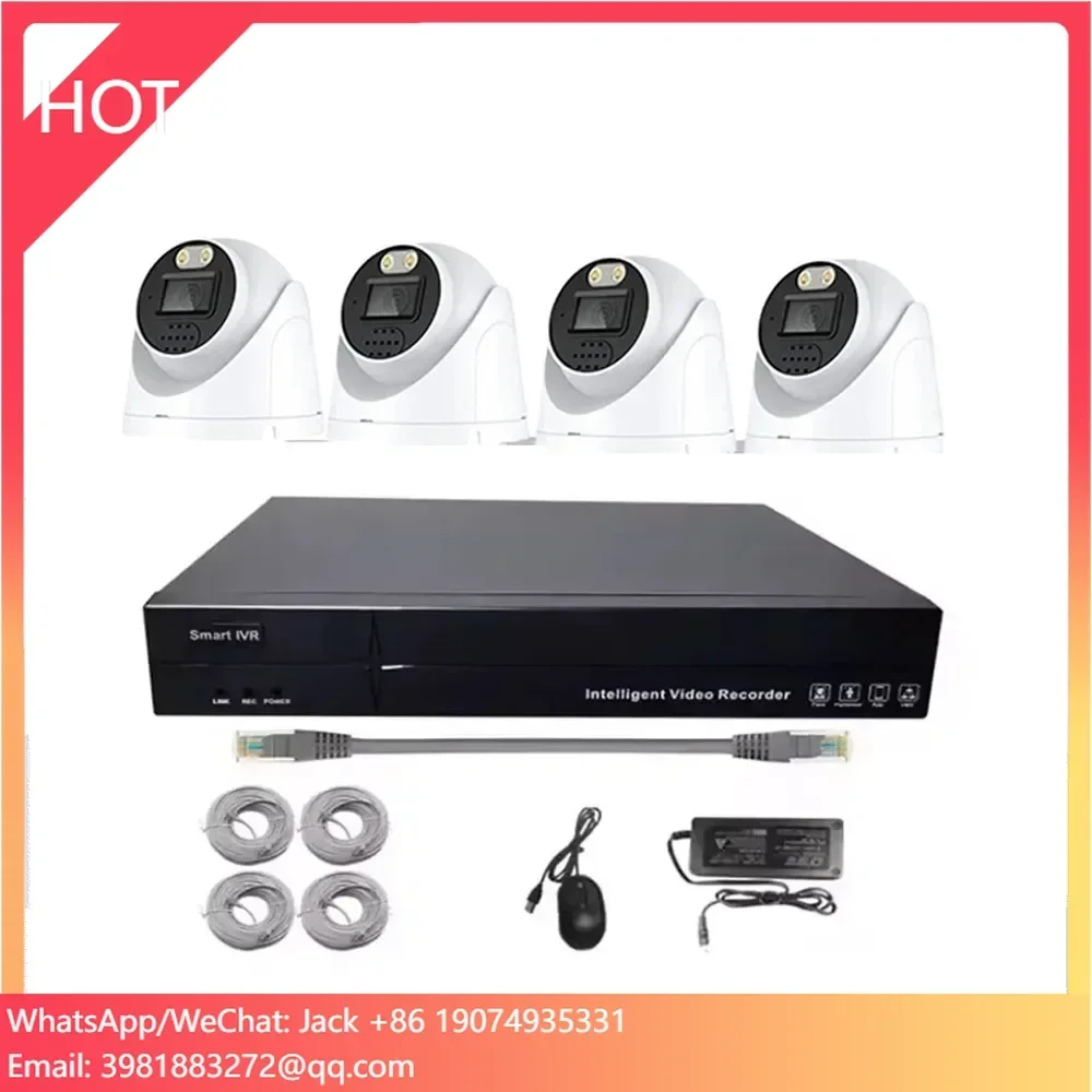 5MP POE NVR Kit Dome Camera Night Vision CCTV Human Detection 4CH Security Camera System 4pcs