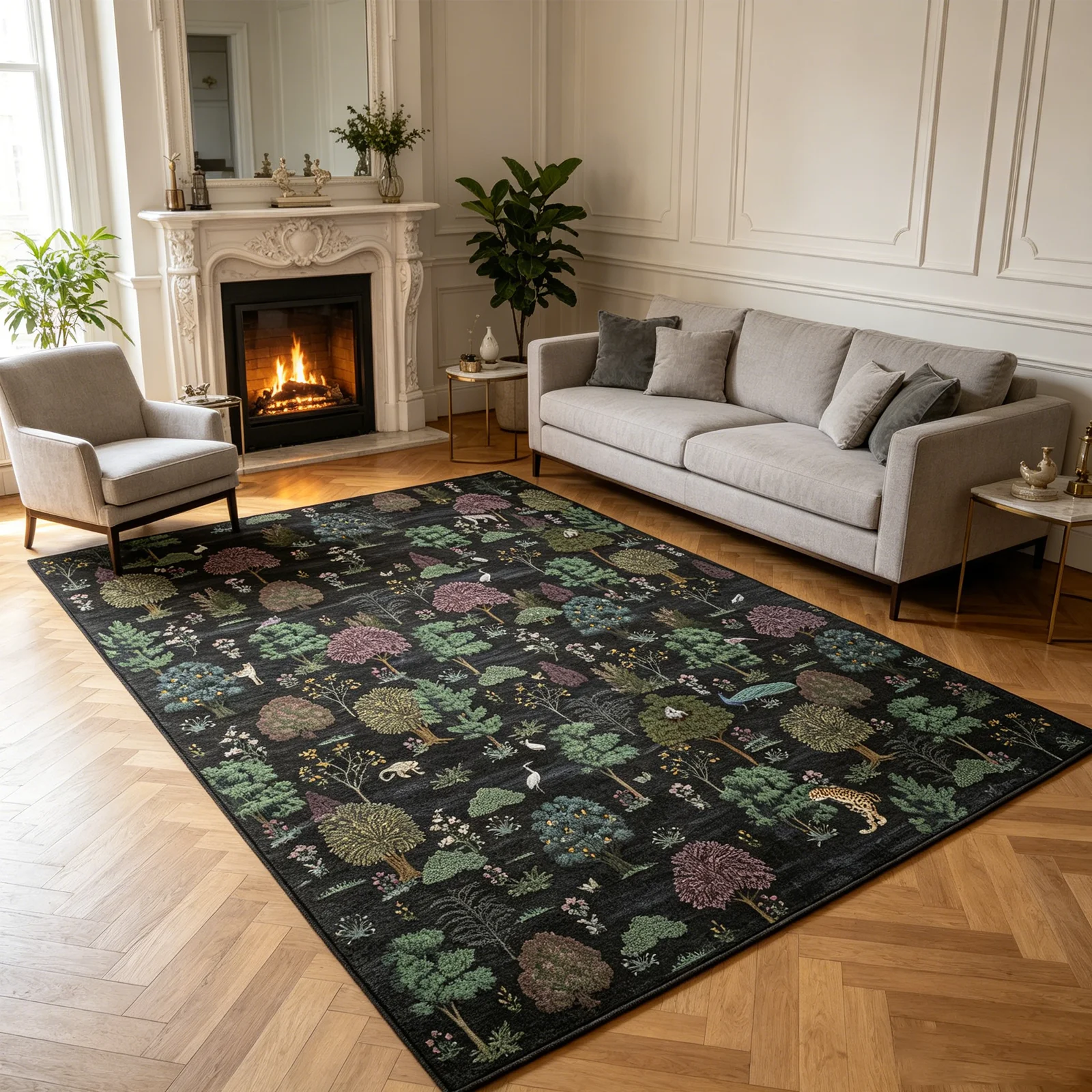 Vintage Washable Area Rug for Living Room Black and Green Low-Pile Non-Slip Carpet Non-Shedding Large Area Rugs Soft Indoor Stain Resistant Rug Trees and Animals Print Mat for Bedroom Dining Room
Vintage Washable Area Rug for Living Room Black and Green Low-Pile Non-Slip Carpet Non-Shedding Large Area Rugs Soft Indoor Stain Resistant Rug Trees and Animals Print Mat for Bedroom Dining Room