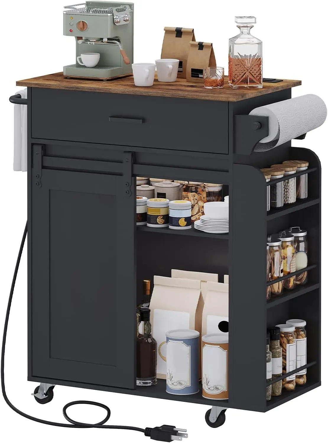 Kitchen Island with Storage, Mobile Kitchen Cart with Charging Station, Kitchen Island on Wheels, Rolling Island Table with S
Kitchen Island with Storage, Mobile Kitchen Cart with Charging Station, Kitchen Island on Wheels, Rolling Island Table with S