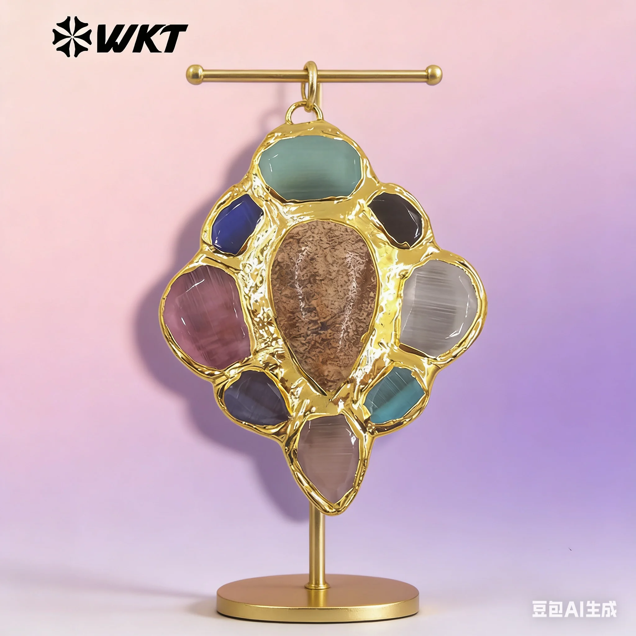 Кулон из цветных камней амазонита и кварца с позолотой 18 карат для изготовления украшений и поделок.
Кулон из цветных камней амазонита и кварца с позолотой 18 карат для изготовления украшений и поделок.