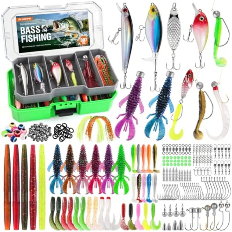 Pro Bass Fishing Lures- Bass Fishing Kit Tackle Box for All Water 6 Pre-rigged Fishing Lures 307pcs Freshwater Largemouth Small
Pro Bass Fishing Lures- Bass Fishing Kit Tackle Box for All Water 6 Pre-rigged Fishing Lures 307pcs Freshwater Largemouth Small