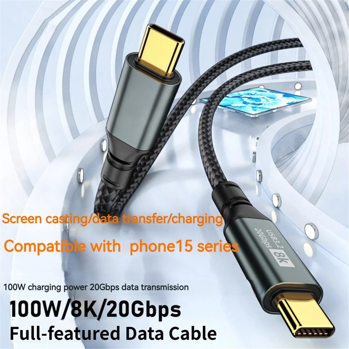 Для iPhone15 iPad Pro USB3.2 20 Гбит/с полнофункциональный 100 Вт быстрая зарядка удобный портативный литейный кабель 8K, 2 метра жасмин
Для iPhone15 iPad Pro USB3.2 20 Гбит/с полнофункциональный 100 Вт быстрая зарядка удобный портативный литейный кабель 8K, 2 метра жасмин