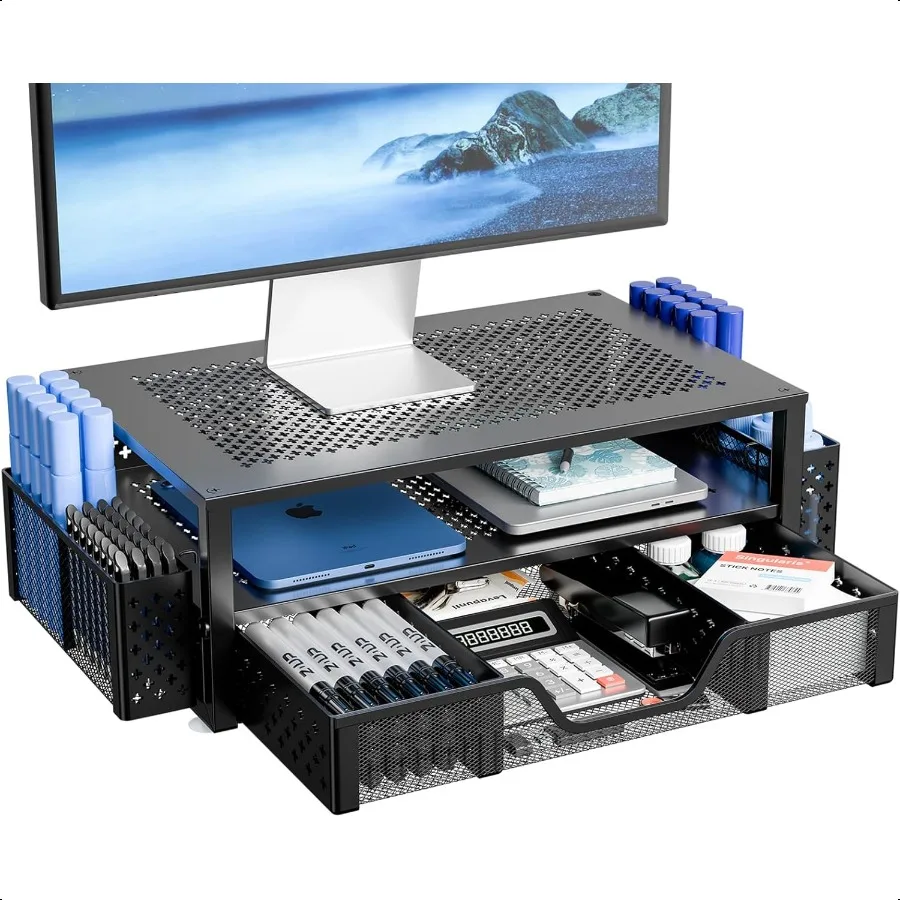 2 Tier Metal Monitor Stand Monitor riser and Computer Desk Organizer with Drawer and Pen Holder for Laptop Computer i Black
2 Tier Metal Monitor Stand Monitor riser and Computer Desk Organizer with Drawer and Pen Holder for Laptop Computer i Black