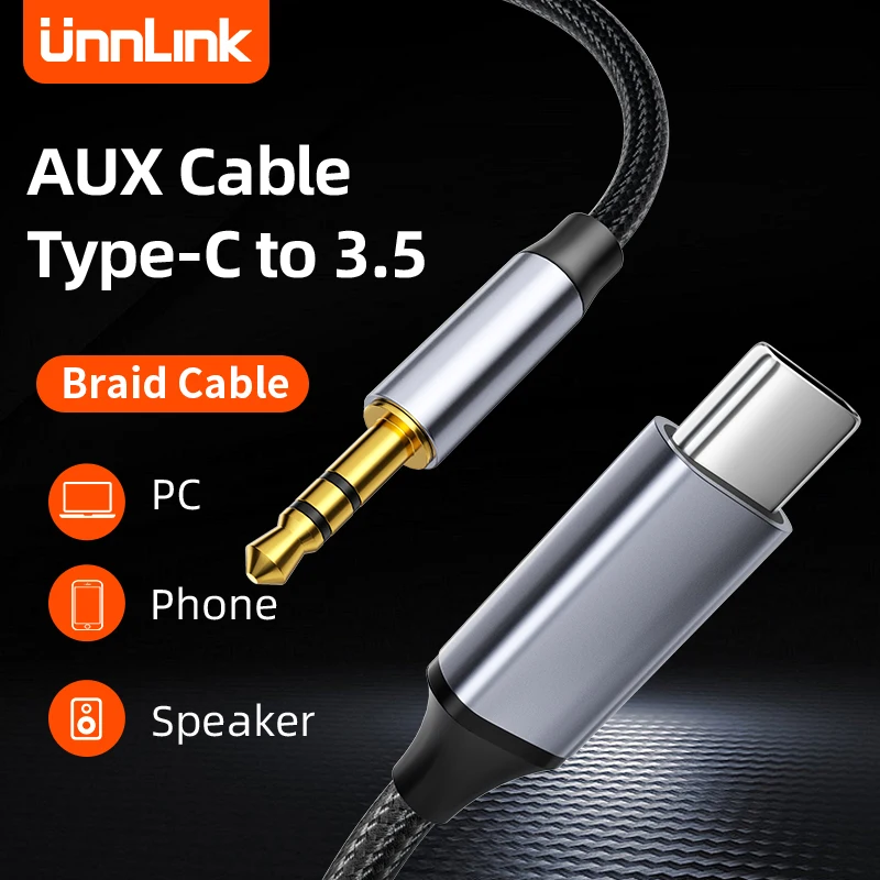 Unnlink AUX Audio Cable USB C to 3.5mm Jack Cord Car Speaker Headphone Adapter For Smart Phone Universal Type-C Converter Wire
Unnlink AUX Audio Cable USB C to 3.5mm Jack Cord Car Speaker Headphone Adapter For Smart Phone Universal Type-C Converter Wire