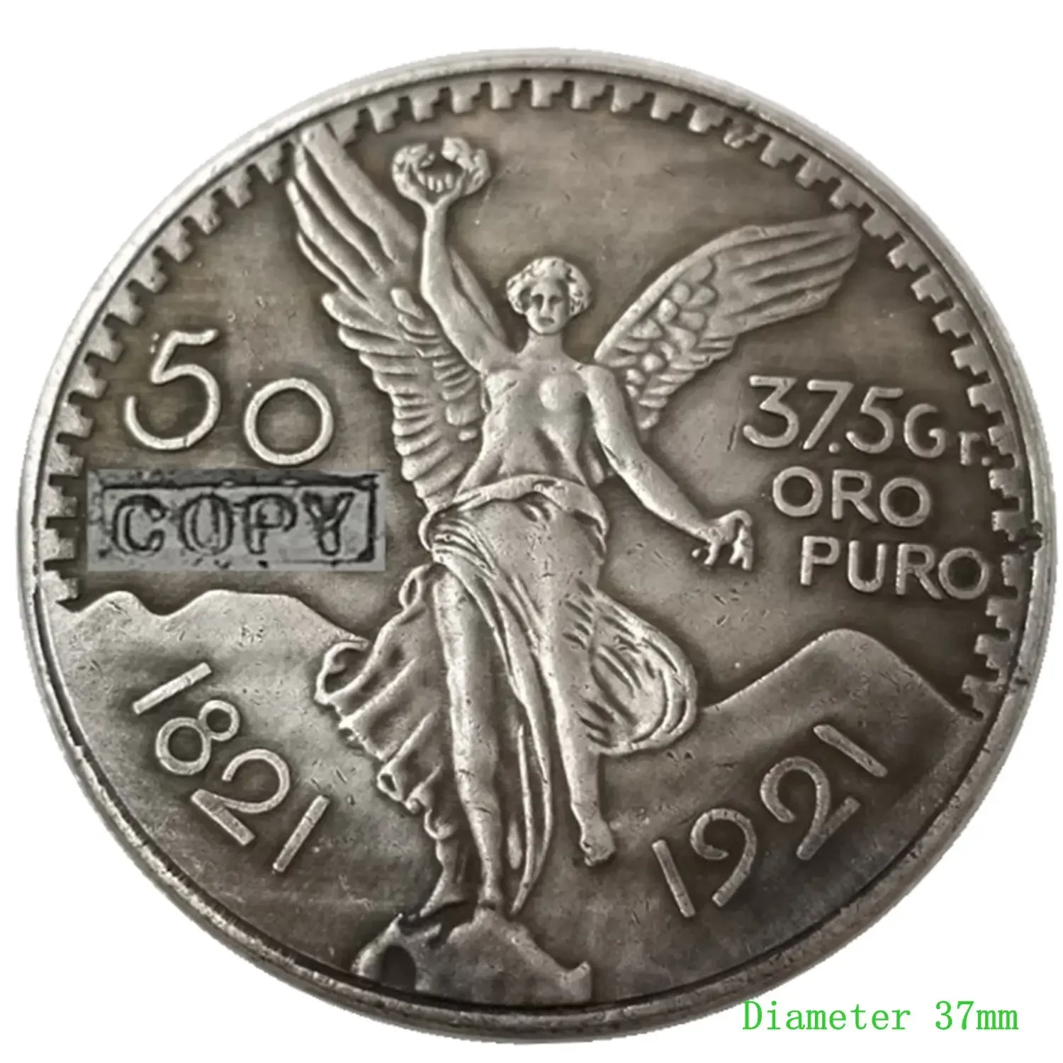 1821-1921 Mexican Victory Goddess Old Coin Spanish Peso Copy Coin Brass Material Decorative Collection Commemorative Coin
1821-1921 Mexican Victory Goddess Old Coin Spanish Peso Copy Coin Brass Material Decorative Collection Commemorative Coin